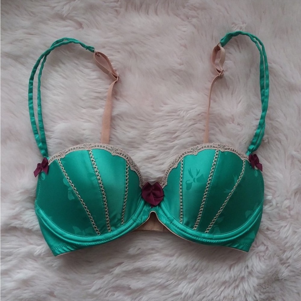 Vintage Victoria's Secret Green & Purple Bow Bra
